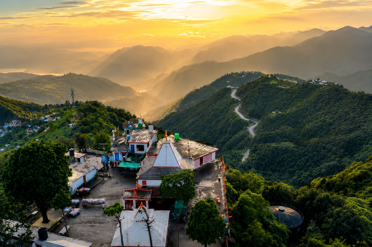 Kunjapuri Temple and Himalayan valley